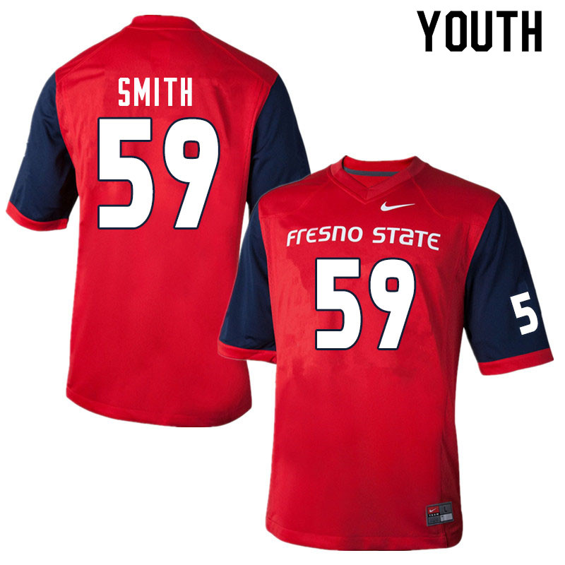 Youth #59 Matt Smith Fresno State Bulldogs College Football Jerseys Sale-Red - Click Image to Close
